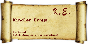 Kindler Ernye névjegykártya